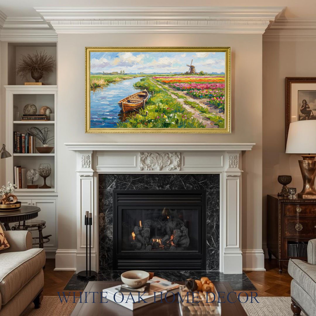 Dutch Spring | Impasto Oil Painting 4K Digital Download | Tulip Fields, Windmills & Canals