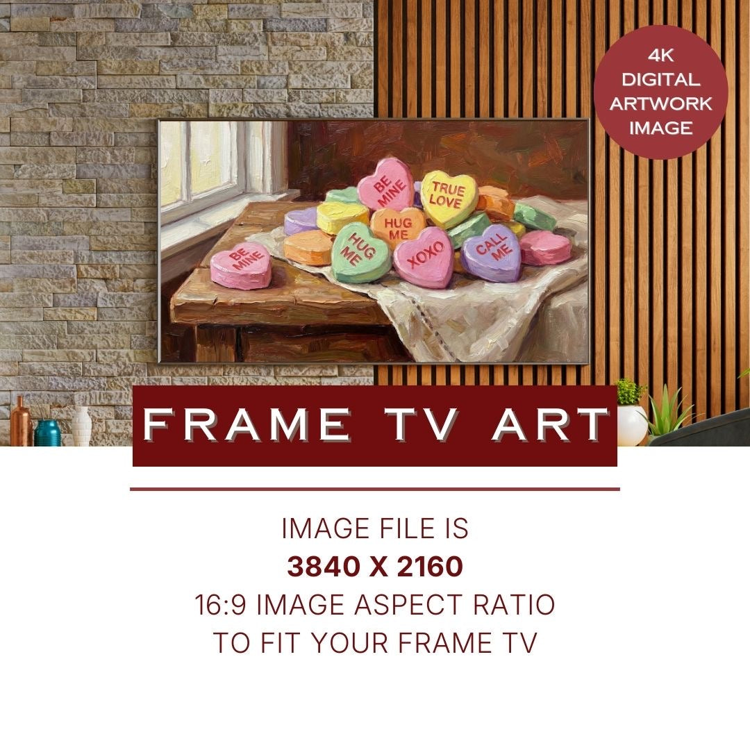 Candy Hearts - 4K Frame TV Art Digital Download